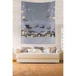 Ontheclouds Noel Baba Kızağı Ve Geyikleri Yılbaşı Temalı Leke Tutmaz Kumaş Duvar Örtüsü Duvar Halısı Tapestry, 35 x 50