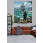 Ontheclouds Okyonusta Yelkenli Gemi Ve Korsan Leke Tutmaz Kumaş Duvar Örtüsü Duvar Halısı Tapestry, 100 x 140