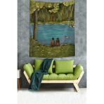 Ontheclouds Ormanda Su Kenarında Oturan Sevgililer Leke Tutmaz Kumaş Duvar Örtüsü Duvar Halısı Tapestry, 140 x 230