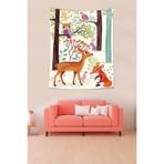 Ontheclouds Ormandaki Geyik Baykuş Tavşan Leke Tutmaz Kumaş Duvar Örtüsü Duvar Halısı Tapestry, 100 x 140