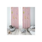 ontheclouds Pembe Ay Kalp Ayıcık Desenli Fon Perdesi, 140 x 240, FONPRD20, açık pembe-sarı