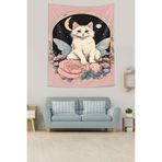 Ontheclouds Pembe Bohem Bahar Manzara Desen Çiçekli Leke Tutmaz Kumaş Duvar Örtüsü Duvar Halısı Tapestry, 140 x 230