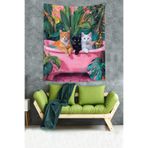 Ontheclouds Pembe Küvetteki Kediler Leke Tutmaz Kumaş Duvar Örtüsü Duvar Halısı Tapestry, 100 x 140