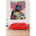 Ontheclouds Pop Art Soyut Kadın Ve Çiçekleri Leke Tutmaz Kumaş Duvar Örtüsü Duvar Halısı Tapestry, 140 x 230
