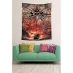 Ontheclouds Pusula Ve Gemi Leke Tutmaz Kumaş Duvar Örtüsü Duvar Halısı Tapestry, 100 x 140