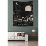 Ontheclouds Read In Peace Yazılı Iskelet Desen Leke Tutmaz Kumaş Duvar Örtüsü Duvar Halısı Tapestry, 100 x 140