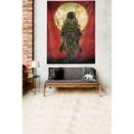 Ontheclouds Savaşçı Kadın Samuray Temalı Leke Tutmaz Kadife Kumaş Duvar Örtüsü Duvar Halısı Tapestry, 70 x 100