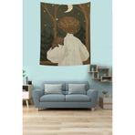 Ontheclouds Sincaplı Kız Ay Ve Yıldızlar Leke Tutmaz Kumaş Duvar Örtüsü Duvar Halısı Tapestry, 70 x 70