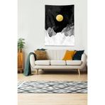 Ontheclouds Siyah Dağın Ardındaki Ay Leke Tutmaz Kadife Kumaş Duvar Örtüsü Duvar Halısı Tapestry, 35 x 50