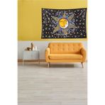 Ontheclouds Siyah Güneş Ve Ay Leke Tutmaz Kadife Kumaş Duvar Örtüsü Duvar Halısı Tapestry, 70 x 100