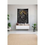 Ontheclouds Siyah Şövalye Desenli Leke Tutmaz Kadife Kumaş Duvar Örtüsü Duvar Halısı Tapestry, 100 x 140
