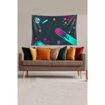 Ontheclouds Space Uzay Boşluğu Temalı Leke Tutmaz Kadife Dokulu Kumaş Duvar Örtüsü Duvar Halısı Tapestry, 140 x 230