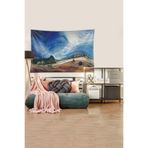 Ontheclouds Suluboya Desenli Köy Manzara Leke Tutmaz Kadife Dokulu Kumaş Duvar Örtüsü Duvar Halısı Tapestry, 140 x 140
