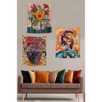 Ontheclouds Üçüncü Göz Mindfullnes Mandala Çiçekli Leke Tutmaz Duvar Örtüsü Duvar Halısı Tapestry 3'Lü Set, 35 x 50