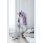 ontheclouds Unicorn Desenli Dijital Baskı Bebek Çocuk Fon Perde, 140 x 200, FONPRD11, beyaz-mor