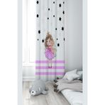 ontheclouds Unicorn Kız Desenli Bebek Çocuk Odası Fon Perdesi, 140 x 240, FONPRD16, beyaz-pembe