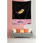 Ontheclouds Uzayda Süzülen Sevimli Astronot Kedi Leke Tutmaz Kumaş Duvar Örtüsü Duvar Halısı Tapestry, 140 x 140