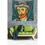 Ontheclouds Van Gogh Portre Desen Leke Tutmaz Kadife Dokulu Kumaş Duvar Örtüsü Duvar Halısı Tapestry, 140 x 140