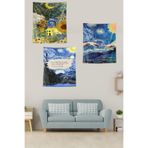 Ontheclouds Van Gogh Temalı Sanat Leke Tutmaz Duvar Örtüsü Duvar Halısı Tapestry 3'Lü Set, 35 x 50