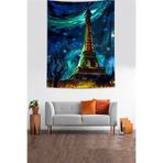Ontheclouds Van Gogh Yıldızlı Geceler Ve Eyfel Kulesi Leke Tutmaz Kumaş Duvar Örtüsü Duvar Halısı Tapestry, 140 x 230