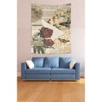 Ontheclouds Vintage Temalı Kırmızı Gül Kelebek Desenli Leke Tutmaz Kumaş Duvar Örtüsü Duvar Halısı Tapestry, 35 x 50