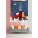 Ontheclouds Yılbaşı Gecesi Geyik Ve Noel Baba Leke Tutmaz Kumaş Duvar Örtüsü Duvar Halısı Tapestry, 100 x 140