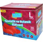 Onton Bulaşık ve Temizlik Eldiveni 30 Çift L Beden (9-9,5) Kırmızı Lateks