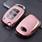 ontto 1 ADET TPU Silikon Araba Anahtarı Kılıfı Anahtarlık Hyundai I30 IX35 Accent Getz Coupe Azera Santa Elantra Aksesuarları Katlanır Flip Anahtar Kılıfı Uzaktan Anahtar Tutucu Kabuk Koruyucu 3 Düğmeli Pembe