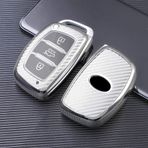 ontto 1 ADET TPU Silikon Araba Anahtarı Kılıfı Anahtarlık Hyundai Sonata Tucson i45 i40 ix35 ix25 ix20 i30 Santa Elantra Aksesuarları Anahtar Kılıfı Uzaktan Anahtar Kılıfı Anahtarlık Koruyucu 3 Düğmeli Gümüş