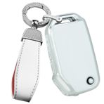 ontto 4 düğmeler TPU Araba anahtarlık kapak Fit KIA Sportage R GT Stinger GT Sorento Ceed CD Cerato Forte 2018 2019 Flip Key Case Kabuk anahtarlık anahtarlık Koruyucu Aksesuarları Beyaz C