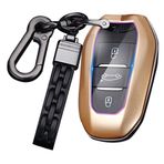 ontto ABS Akıllı Araba Anahtarlık Kapağı Peugeot 301 307 308 Citroen C4L C3 C5 XR Vauxhall Grandland X Anahtar Kutusu Anahtarlık Anahtar Kabuk Anahtar Tutucu Aksesuarları Koruyucu 3 Düğme Altın