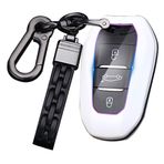 ontto ABS Akıllı Araba Anahtarlık Kapağı Peugeot 301 307 308 Citroen C4L C3 C5 XR Vauxhall Grandland X Anahtar Kutusu Anahtarlık Anahtar Kabuk Anahtar Tutucu Aksesuarları Koruyucu 3 Düğme Beyaz