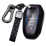 ontto ABS Akıllı Araba Anahtarlık Kapağı Peugeot 301 307 308 Citroen C4L C3 C5 XR Vauxhall Grandland X Anahtar Kutusu Anahtarlık Anahtar Kabuk Anahtar Tutucu Aksesuarları Koruyucu 3 Düğme Siyah