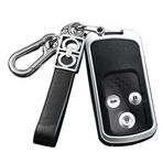 ontto Akıllı Araba Anahtarı Kılıfı Cover Honda CRV Fit Shuttle Fried Freed Spike CRZ Accord Civic Metal Deri Koruyucu Kılıf Anahtar Kılıfı Aksesuar Araba Anahtar Kılıfı 2/3 Tuşlu Gümüş Siyah