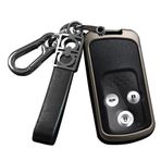 ontto Akıllı Araba Anahtarı Kılıfı Cover Honda CRV Fit Shuttle Fried Freed Spike CRZ Accord Civic Metal Deri Koruyucu Kılıf Anahtar Kılıfı Aksesuar Araba Anahtar Kılıfı 2/3 Tuşlu Siyah