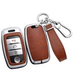 ontto Alaşım Araba Anahtarlık Kapağı Kia Sportage Cerato Optima K2 K3 K4 K5 Rio Picanto K2 Soul Sorento Ski Sedona Akıllı Deri Anahtar Kılıfı Kabuk Anahtarlık Anahtarlık Aksesuarları Gümüş-Kahverengi