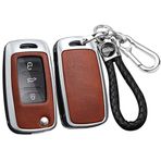 ontto Alaşım Araba Anahtarlık Kapağı VW Golf 4 5 6 7 Bora Jetta POLO MK4 MK6 Bora Passat B5 B6 Skoda Octavia A5 Flip Key Case Shell anahtarlık anahtarlık aksesuarları Gümüş-kahverengi