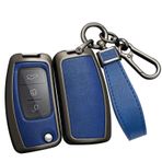 ontto Alaşım Araba Anahtarlık Kapak Fit Ford Focus 2 MK2 Fiesta Mondeo Galaxy Falcon Bölge Ecosport 3 Düğmeler akıllı deri Anahtar durumda anahtarlık Anahtar Kabuk tutucu çanta keychian, Siyah-Mavi, 3