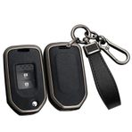 ontto Alaşım Araba Anahtarlık Kapak Fit Honda Accord Civic CR-V HR-V HRV Crider Yeşim Odyssey 2 3 Düğmeler Flip Deri Anahtar Kılıfı Kabuk Anahtarlık Çanta Anahtarlık Aksesuarları Siyah