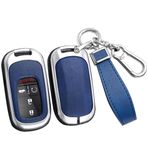 ontto Alaşım araba anahtarlık kapak Fit Honda HRV Civic Accord Vezel 2022 2023 2/3/4/5/6 düğmeler akıllı deri anahtar kılıfı kabuk anahtarlık çanta anahtarlık koruyucu aksesuarları gümüş-mavi