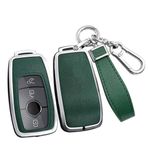 ontto Alaşım araba anahtarlık kapak Fit Mercedes Benz A B C E S sınıfı W204 W205 W210 W212 W213 W176 W463 GLC GLB GLE AMG akıllı deri anahtarlık anahtarlık aksesuarları gümüş-yeşil