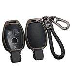 ontto Alaşım Araba Anahtarlık Kapak Fit Mercedes Benz W204 W463 W176 W251 W205 AMG A C E S G Sınıfı GLA CLA GLK GLC CLS Akıllı Deri Anahtar durumda Kabuk Anahtarlık Anahtarlık Aksesuarları Siyah