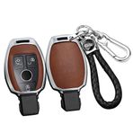 ontto Alaşım araba anahtarlık kapak Fit Mercedes Benz W204 W463 W176 W251 W205 AMG A C E S G sınıfı GLA CLA GLK GLC CLS akıllı deri anahtarlık anahtarlık aksesuarları gümüş-kahverengi