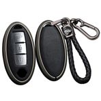 ontto Alaşım Araba Anahtarlık Kapak Fit Nissan Qashqai Juke J10 J11 X-Trail T32 T31 Kicks Tiida Yaprak Qashqai 2/3/4 Düğmeler Deri Anahtarlık Kabuk Anahtarlık Anahtarlık Aksesuarları Siyah