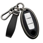 ontto Alaşım Araba Anahtarlık Kapak Fit Nissan Qashqai Juke J10 J11 X-Trail T32 T31 Kicks Yaprak Pathfinder Not 2/3/4 Düğmeler Deri Anahtarlık Kabuk Anahtarlık Anahtarlık Aksesuarları Siyah