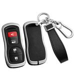 ontto Alaşım araba anahtarlık kapak Fit Nissan Tiida Sentra X-trail T30 Altima Frontier Armada Maxima Infiniti QX56 JA60 FX35 anahtar kılıfı kabuk anahtarlık anahtarlık aksesuarları gümüş-siyah