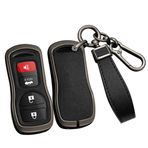 ontto Alaşım araba anahtarlık kapak Fit Nissan Tiida Sentra X-Trail T30 Altima Frontier Armada Maxima Infiniti QX56 JA60 FX35 deri anahtarlık kabuk anahtarlık anahtarlık aksesuarları siyah