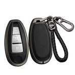 ontto Alaşım araba anahtarlık kapak Fit Suzuki Vitara Swift Ignis Kizashi SX4 Baleno Ertiga Samurai S-Cross Grand 3 düğme deri anahtar kılıfı kabuk anahtarlık anahtarlık anahtarlık aksesuarları siyah