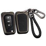 ontto Alaşım Araba Anahtarlık Kapak Fit Toyota Auris Corolla Avensis Verso Yaris Aygo Scion TC IM Camry RAV4 2/3/4 Düğme Katlanır Deri Anahtar durumda Kabuk Anahtarlık Anahtarlık Aksesuarları Siyah