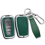 ontto Alaşım araba anahtarlık kapak Fit Toyota Camry RAV4 Highlander Corolla Avalon C-HR Prius GT86 2/3/4 düğmeler akıllı deri anahtar kılıfı kabuk anahtarlık anahtarlık aksesuarları gümüş-yeşil